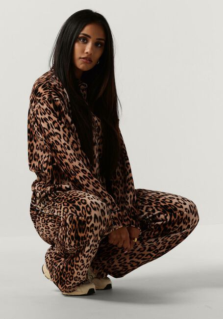 Bruine ALIX THE LABEL Wijde broek LADIES WOVEN LEOPARD VELVET PANTS - large