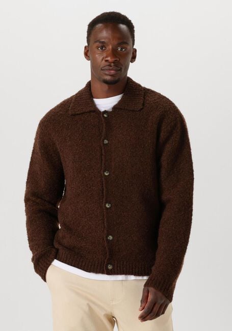 Bruine SELECTED HOMME Trui SLHLOYD LS KNIT BOUCLE POLO - large
