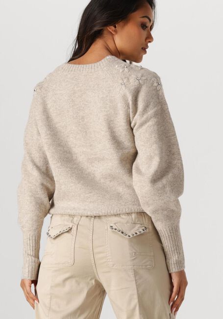 SUMMUM Pull SWEATER WOOL ELASTANE BLEND KNIT en beige - large