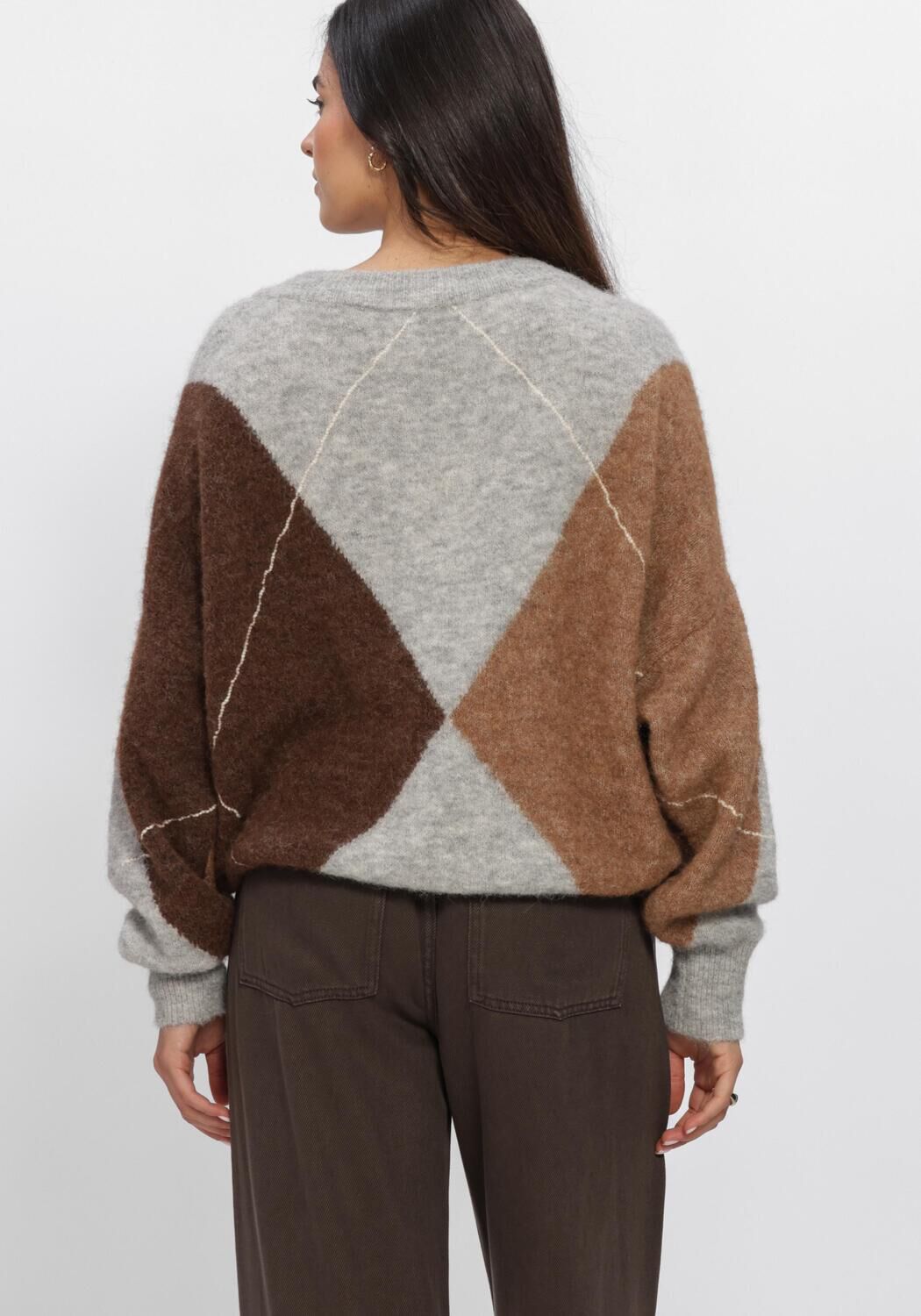 SECOND FEMALE Pull FORCA KNIT V-NECK en gris - large