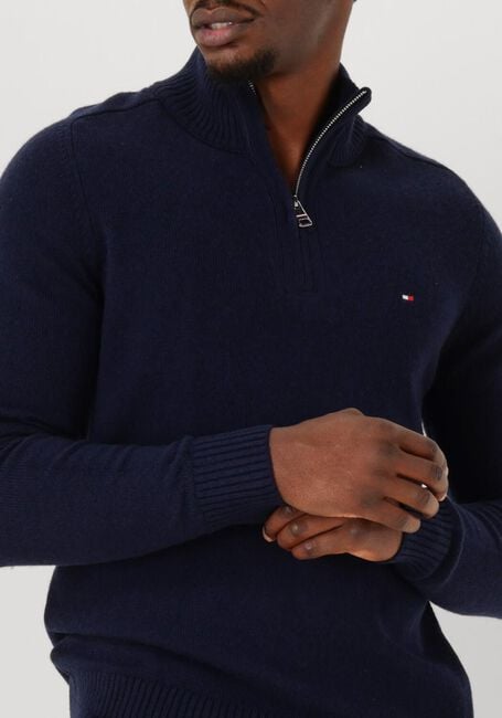 Blauwe TOMMY HILFIGER Trui LAMBSWOOL ZIP MOCK - large