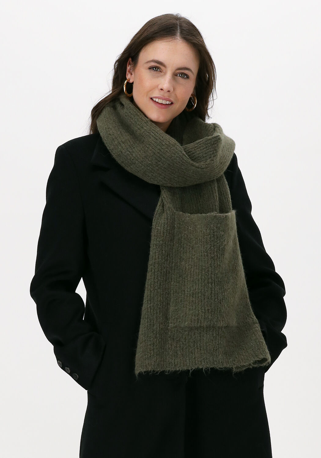 Groene SELECTED WOMEN Sjaal SLFLINNA-MIA KNIT POCKET SCARF