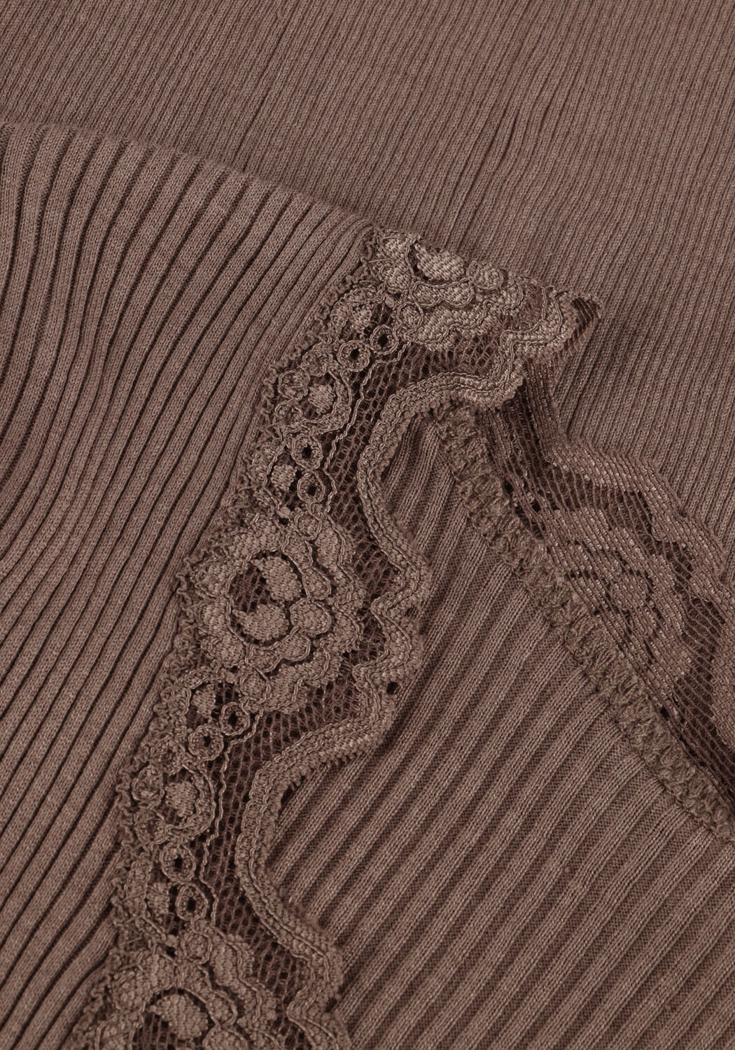 Taupe ROSEMUNDE Top BABETTE SILK T-SHIRT LACE - large