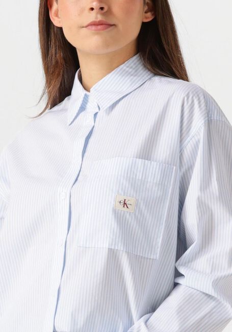 Lichtblauwe CALVIN KLEIN  WOVEN LABEL RELAXED SHIRT - large