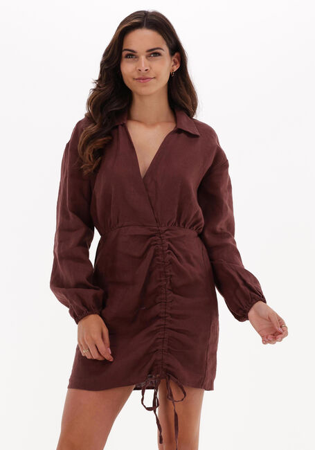 NA-KD Mini robe DRAWSTRING LINEN MINI DRESS en marron - large