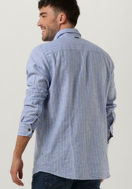 VANGUARD Chemise décontracté LONG SLEEVE SHIRT LINEN COTTON BLEND STRIPE Bleu clair - large