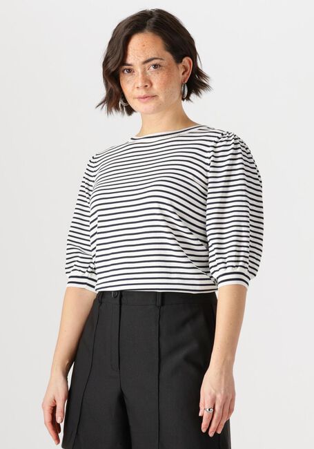 JANSEN AMSTERDAM Haut KIM TOP K 136 STRIPE SHORT PUFFED SLEEVE en bleu - large