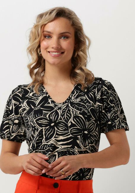 JANSEN AMSTERDAM Haut VFB179 PRINTED TOP SHORT SLEEVE V-NECK en noir - large