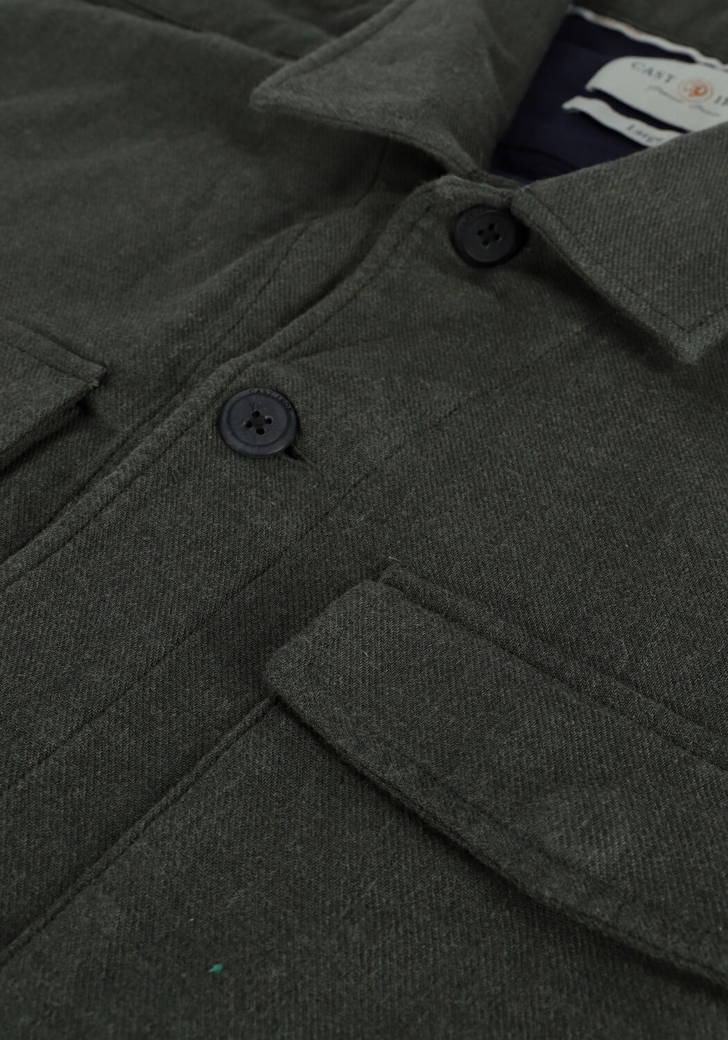 Donkergroene CAST IRON Overshirt LONG SLEEVE SHIRT COTTON DOUBL - large