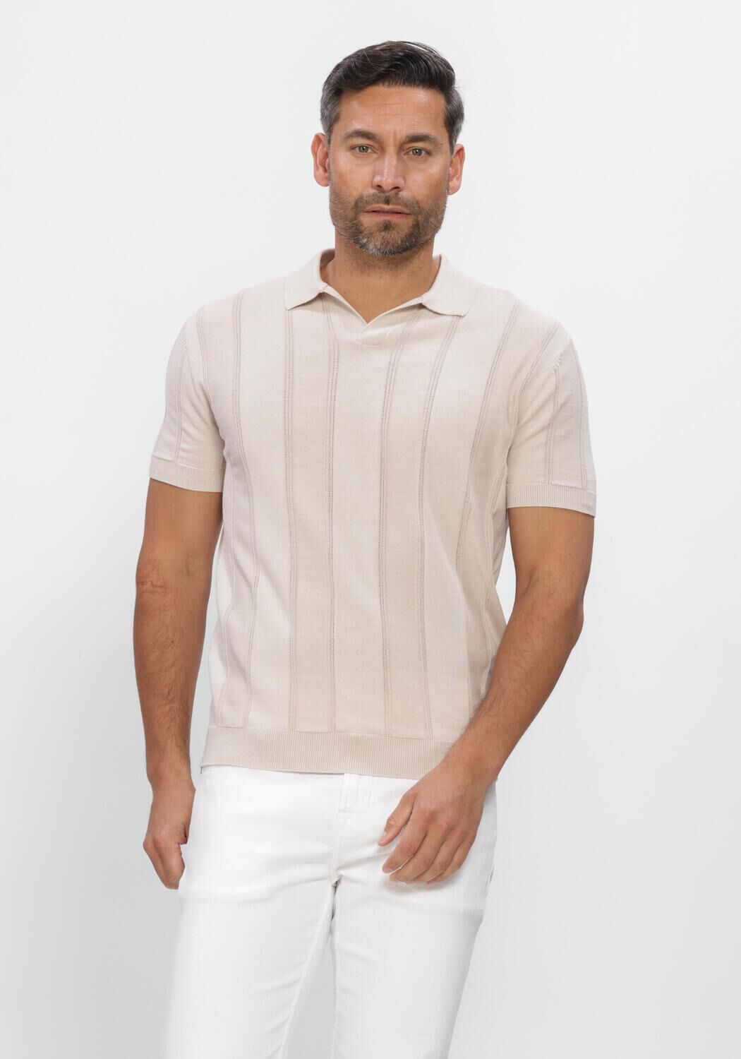 Beige GENTILUOMO Polo POLO NO BUTTONS SS - large