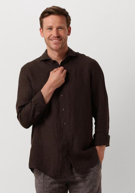 PROFUOMO Chemise décontracté SHIRT X-CUTAWAY SC LINNEN en marron - large
