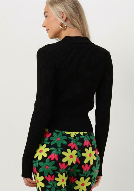 COLOURFUL REBEL NORI FINE KNIT CROPPED LONGSLEEVE POLO Hauts & T-shirts en noir - large