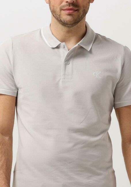 CALVIN KLEIN Polo TIPPING SLIM POLO Gris clair - large