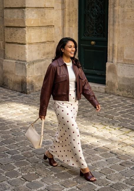 STUDIO AR Veste en cuir ANA SHEEP VEG NAPPA Bordeaux - large