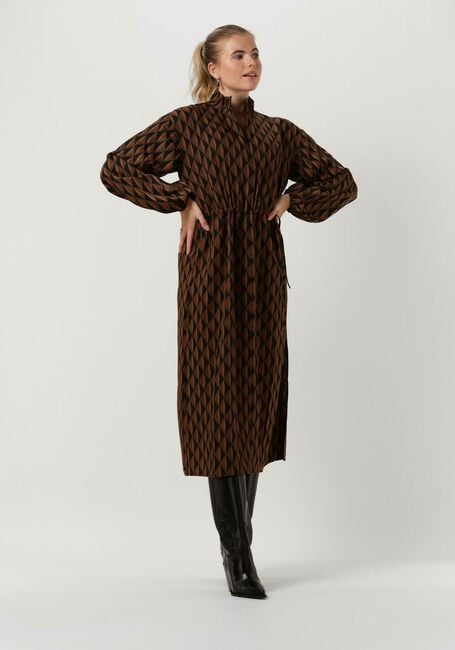 Bruine GESTUZ Midi jurk LITHILDE LONG DRESS - large