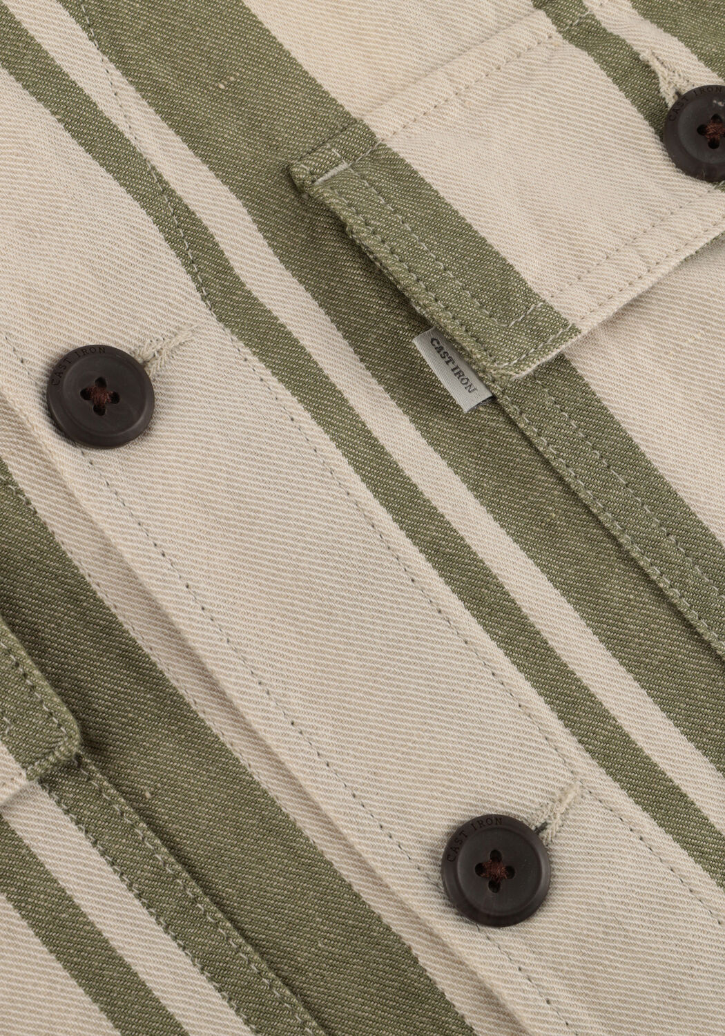 CAST IRON Surchemise LONG SLEEVE SHIRT SANBORN TWILL STRIPE en beige - large