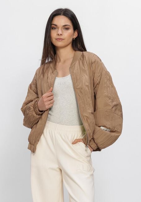ALIX THE LABEL Jack LADIES WOVEN PLISSE BOMBER en camel - large