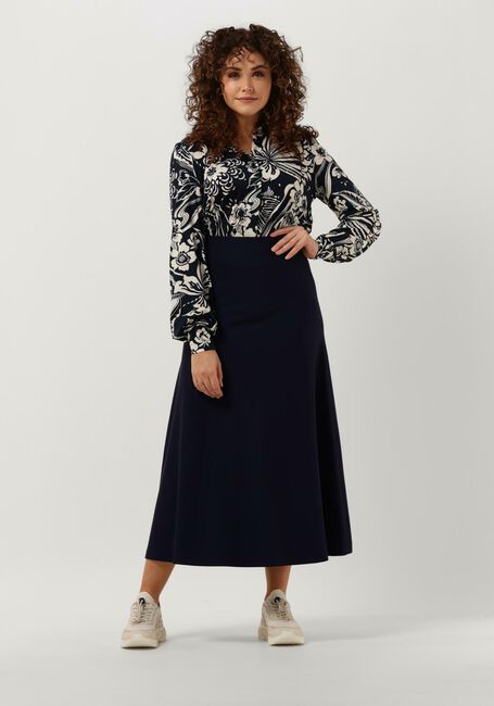 Donkerblauwe VANILIA Midirok DOUBLE PUNTO MIDI SKIRT - large