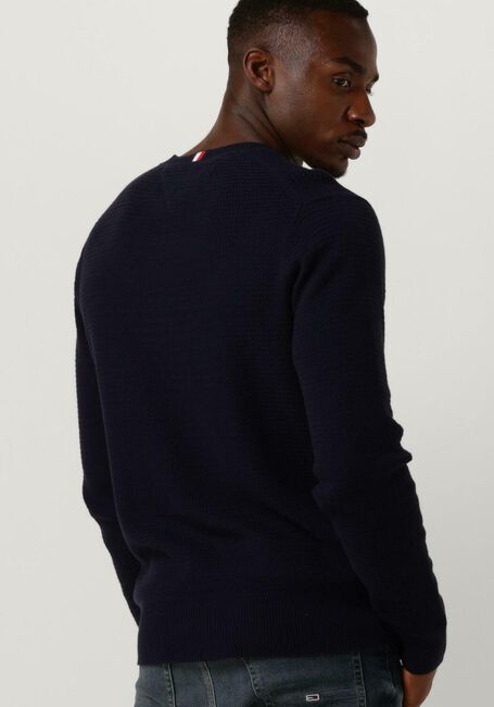 Donkerblauwe TOMMY HILFIGER Sweater INTERLACED STRUCTURE CREW NECK - large
