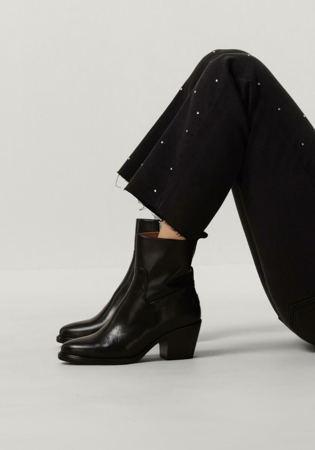 Zwarte SHABBIES Enkellaarsjes JULIE | Omoda