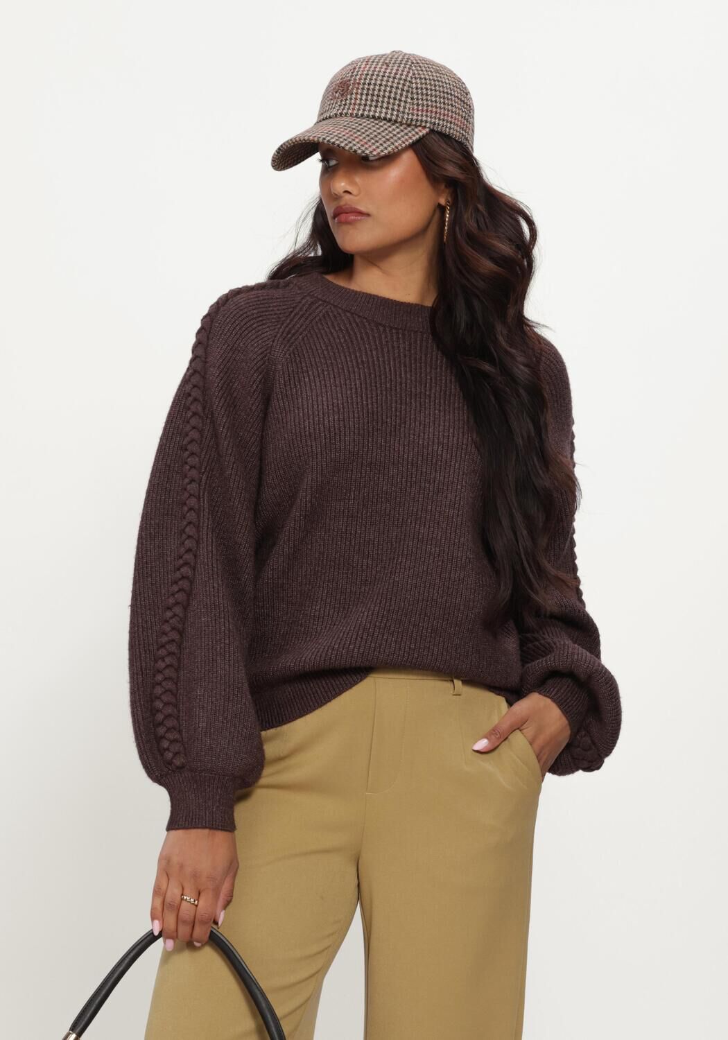 OBJECT Pull OBJHANNAH L/S RE KNIT PULLOVER NOOS en marron - large