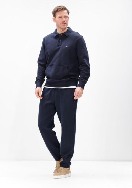 TOMMY HILFIGER Pull ESSENTIAL TERRY POLO SNAP SWEAT Bleu fonc&eacute; - large