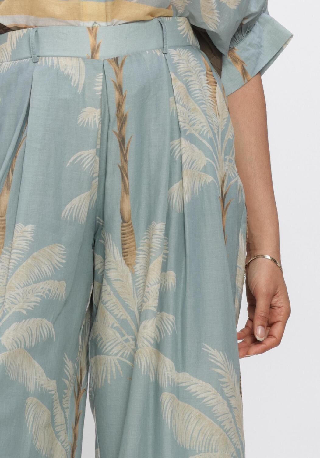 Blauwe SUMMUM Broeken/jumpsuits TROUSERS PALMTREE PRINT SINGLE BORDER - large