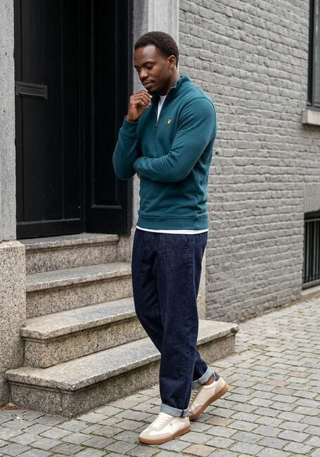 LYLE & SCOTT Pull LOOPBACK QUARTER ZIP SWEAT Petrol - large