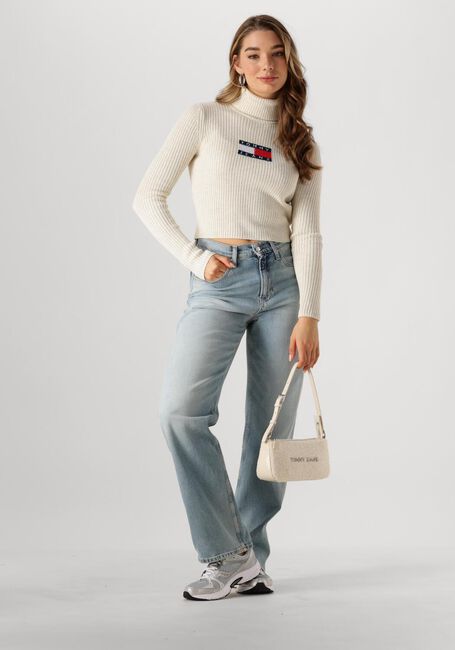 TOMMY JEANS Col roulé TJW MELANGE TRTLNCK FLAG SWEATER en beige - large