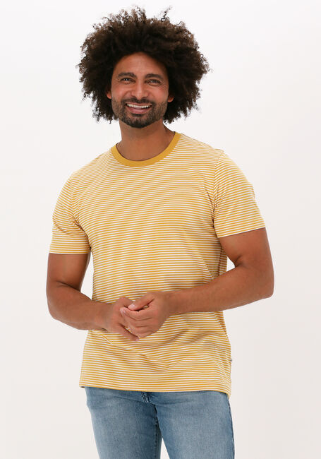 SELECTED MEN T-shirt SLHNORMAN180 STRIPE SS O-NECK en jaune - large