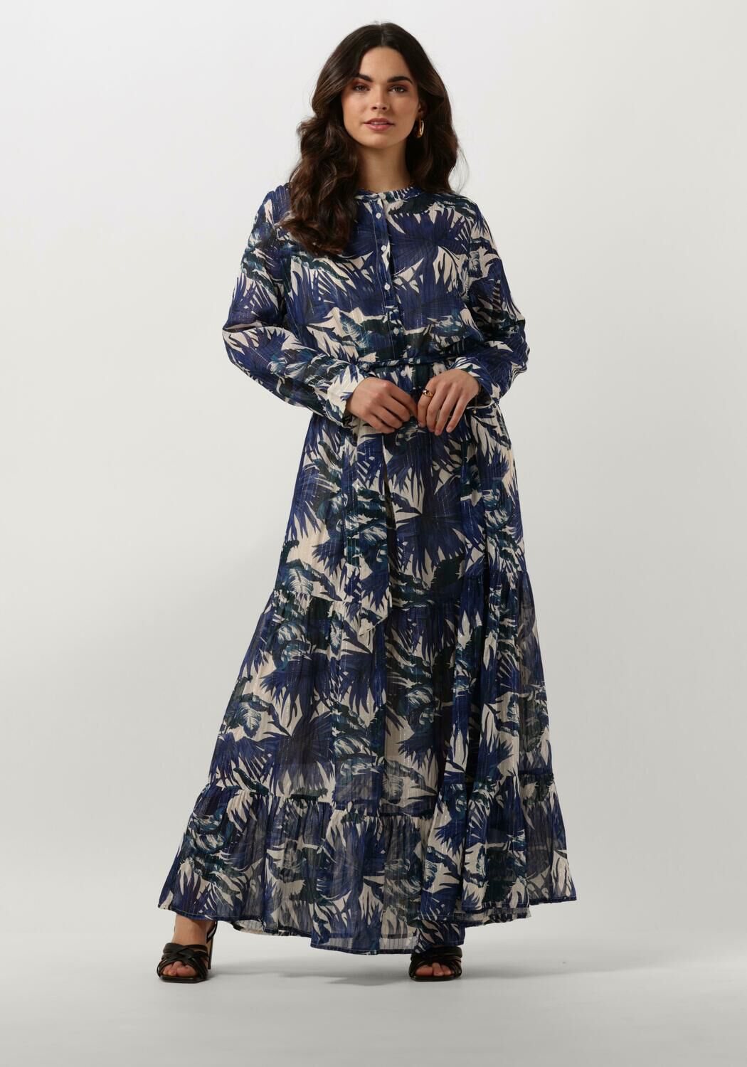 Blauwe LOLLYS LAUNDRY Maxi jurk NEELL MAXI DRESS LS Omoda