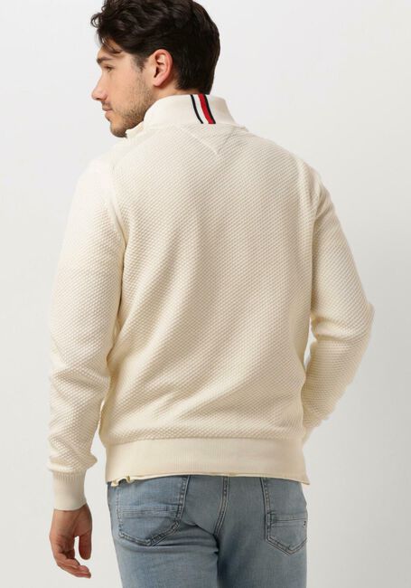 Beige TOMMY HILFIGER Trui OVAL STRUCTURE ZIP MOCK - large