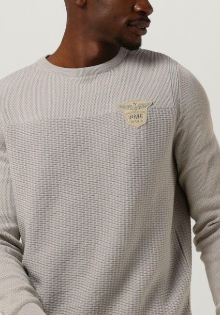 Uitgaven Paleis Perforatie Grijze PME LEGEND Trui R-NECK COTTON PLATED | Omoda
