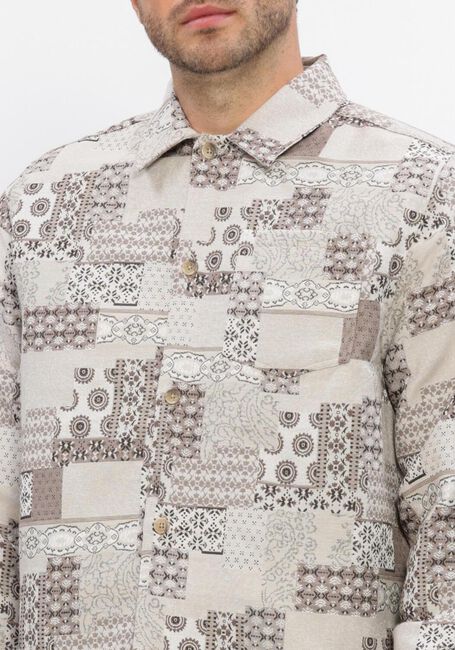 Beige LES DEUX  LAYTON PATCHWORK JACQUARD OVERSHIRT - large