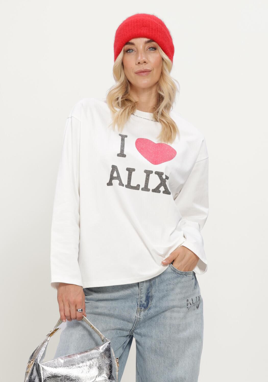 ALIX THE LABEL LADIES KNITTED I LOVE ALIX LONGSLEEVE T-SHIRT Hauts & T-shirts en blanc - large