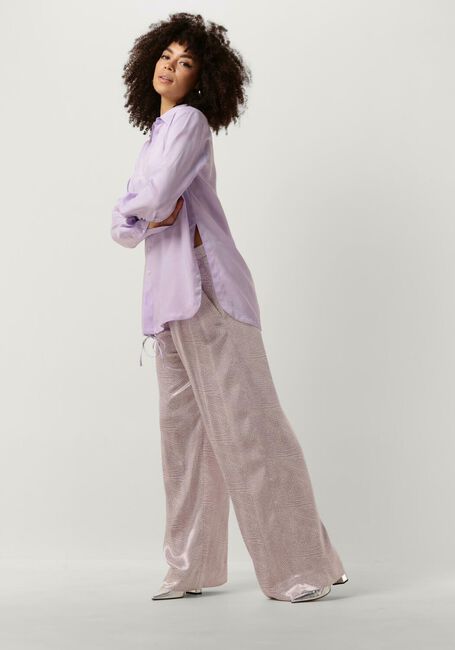 Paarse VANILIA  RELAX SATIN SHIRT - large
