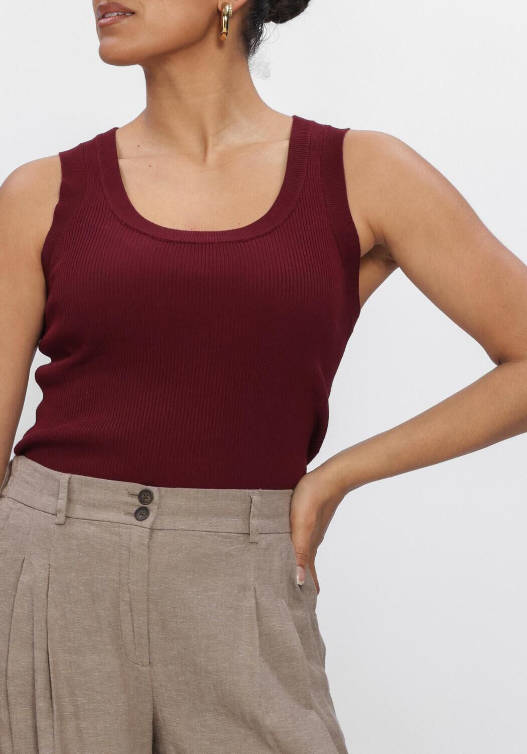 YDENCE Haut KNITTED TOP KEELY en rouge - large