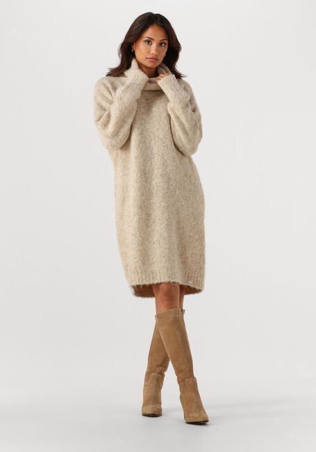 Beige SIMPLE Mini jurk KNIT-BOUCLE-25-3 - large