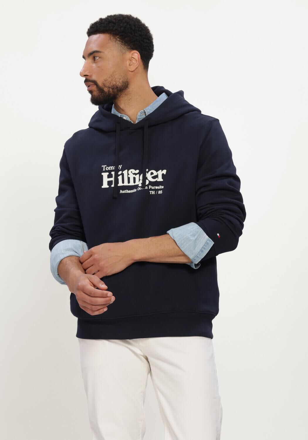 Donkerblauwe TOMMY HILFIGER Sweater NAUTICAL GRAPHIC HOODIE - large