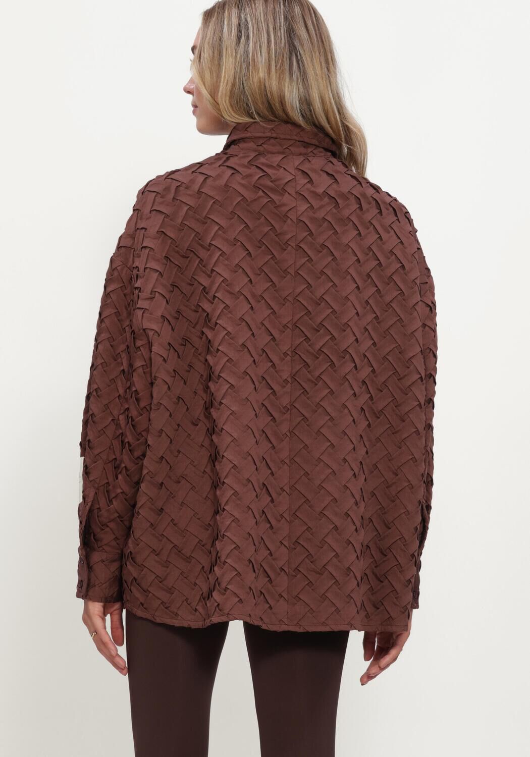 Bruine ALIX THE LABEL  LADIES WOVEN PLEATED BLOUSE - large