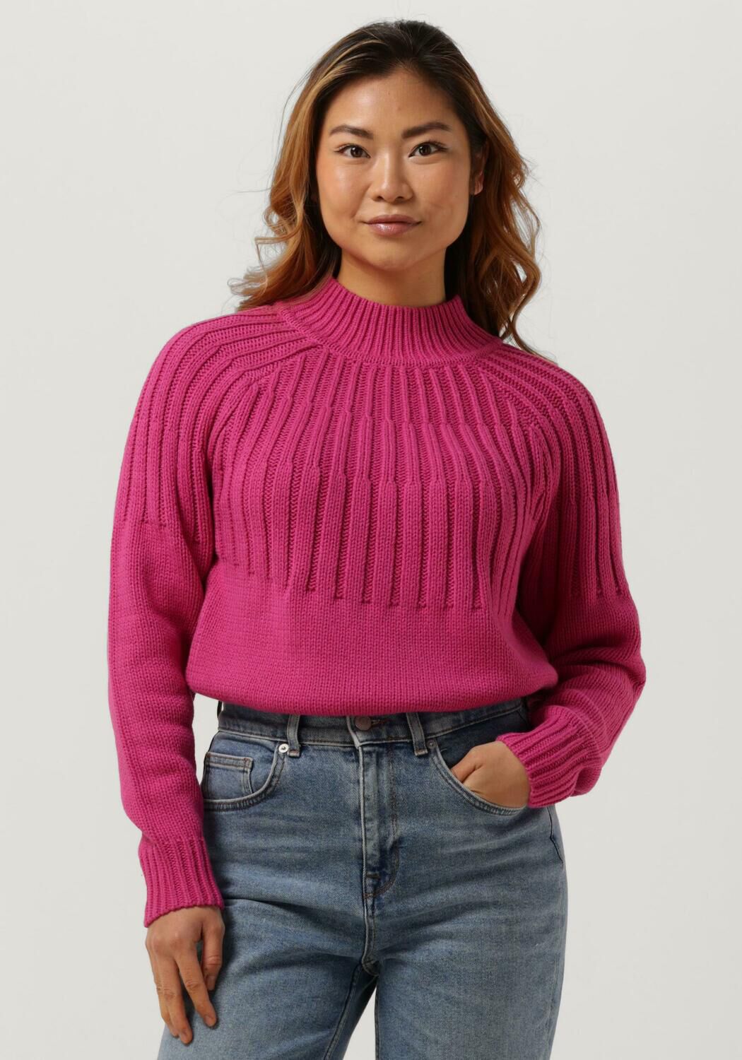 Roze SELECTED FEMME Trui NIMA LS KNIT HIGHNECK CAMP B Omoda
