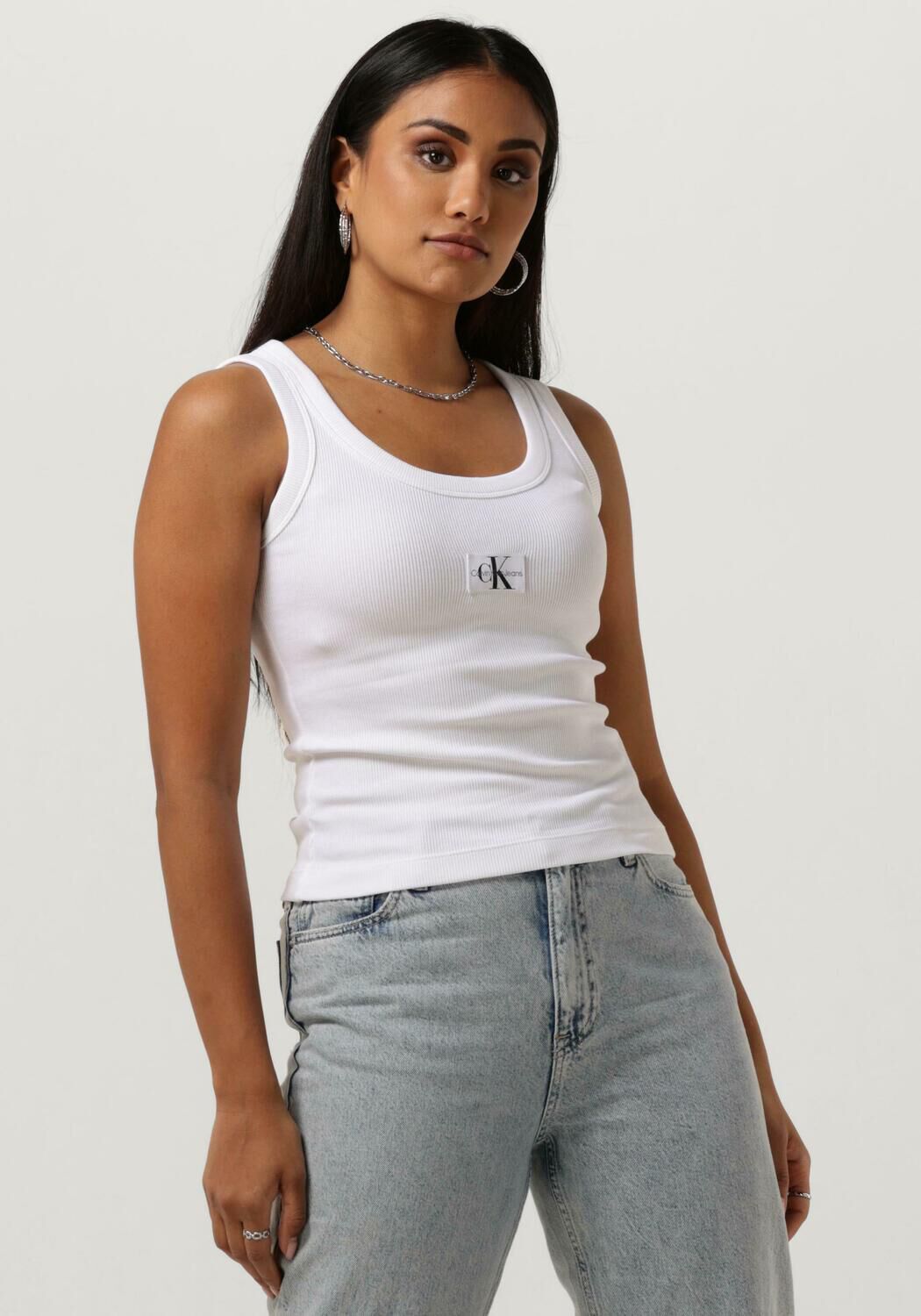 Witte CALVIN KLEIN Top WOVEN LABEL RIB TANK TOP Omoda