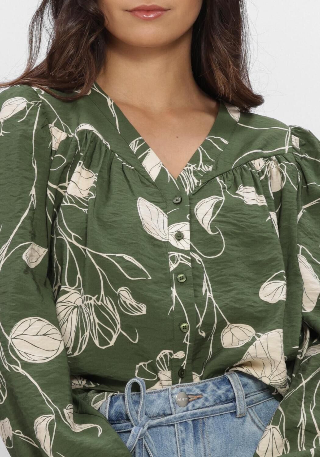 Groene OBJECT Top OBJJACIRA L/S RE V-NECK TOP NOOS - large