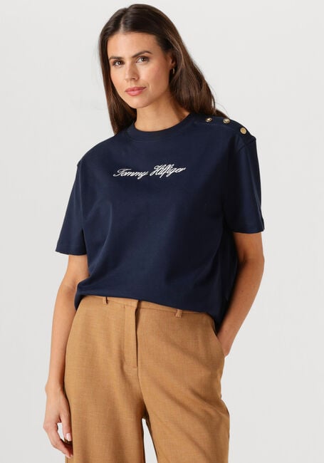 TOMMY HILFIGER T-shirt GOLD BTN SCRIPT MDRN SS TEE Bleu foncé - large