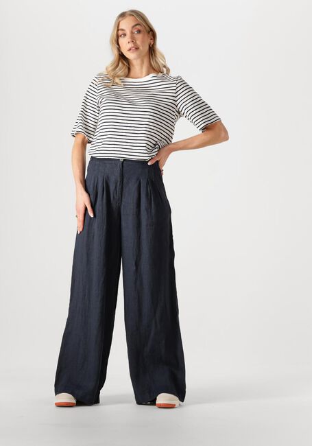 Donkerblauwe BY-BAR Wijde broek ELI LINNEN PANT - large