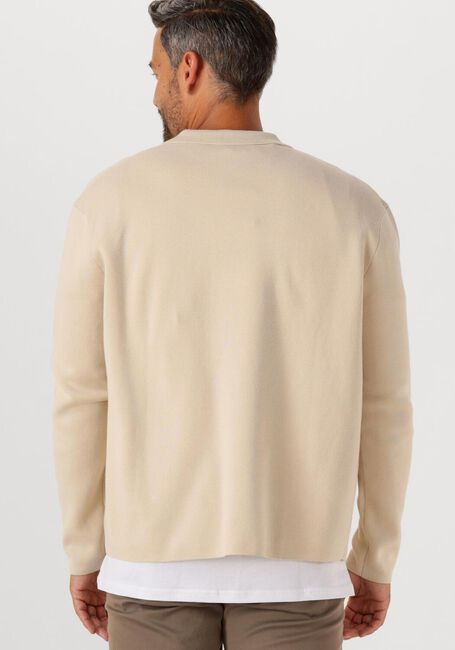 SELECTED HOMME Gilet SLHMIKE LIGHT LS KNIT RELAXED POLO CARDIGAN en beige - large