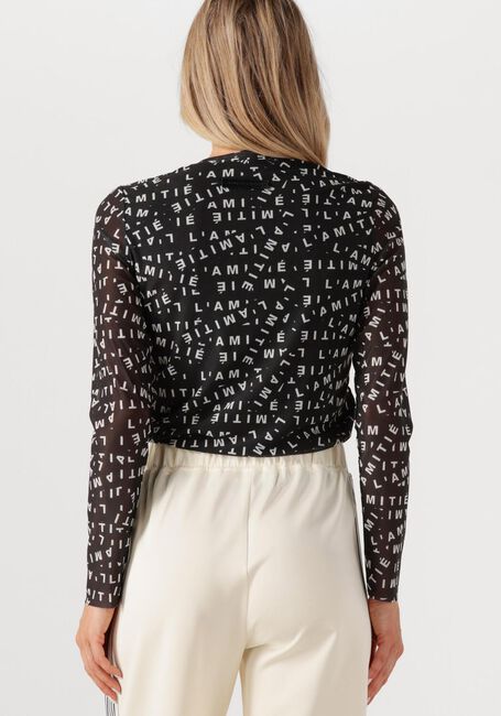 Zwarte HAUTE L'AMITIÉ Top L'AMITIE MESH LS O-NECK - large