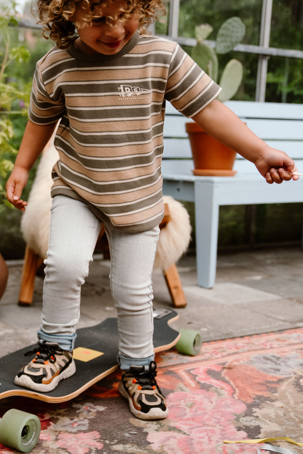 DAILY7 Polo T-SHIRT STRIPE en camel - large