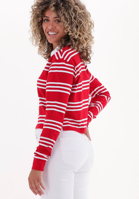 TOMMY JEANS Longsleeves TJW BXY CROP BADGE STRIPES POLO en rouge - large