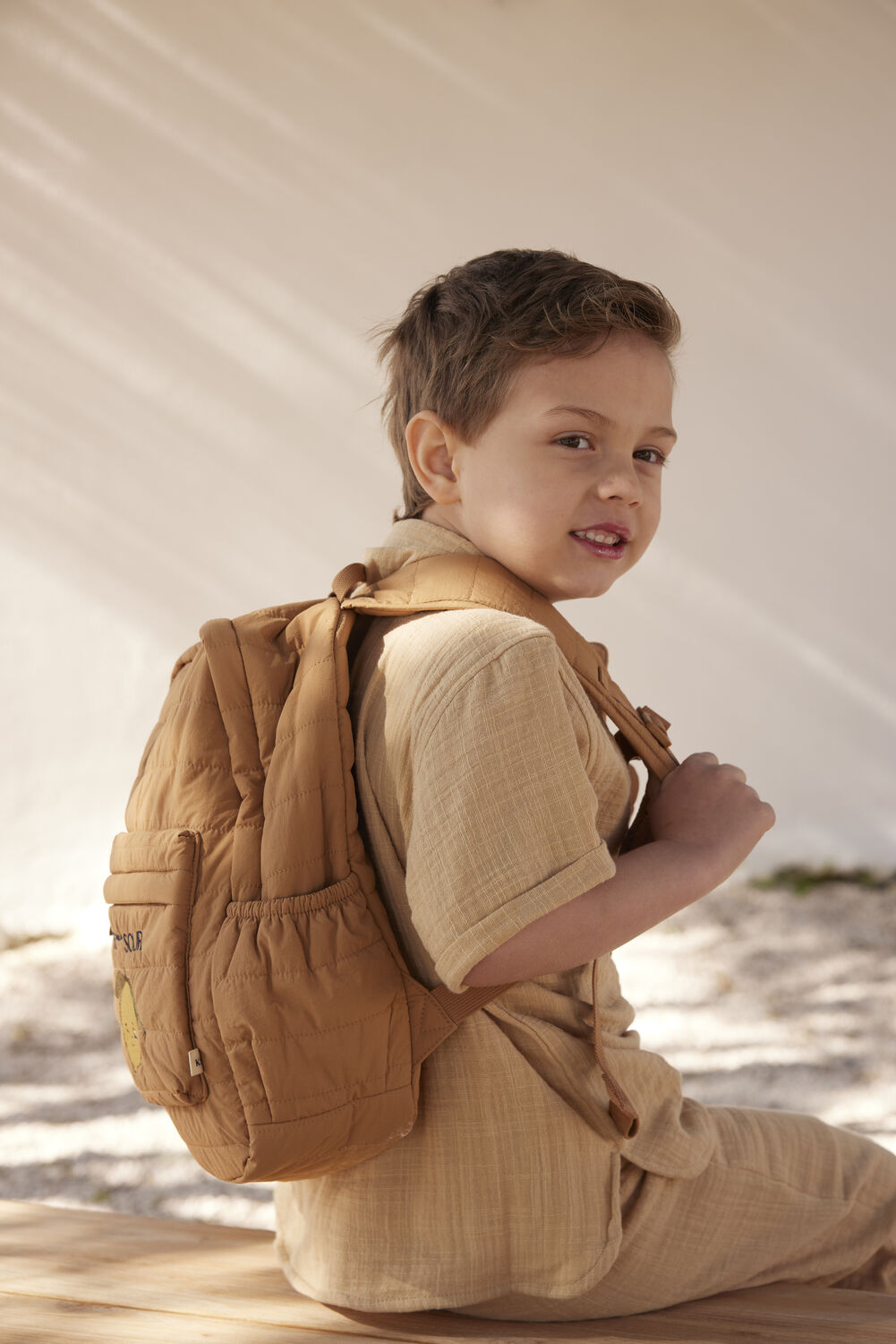 Bruine KONGES SLOJD Rugtas JUNQ QUILTED BACKPACK - large